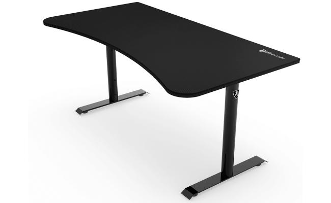 Arozzi Arena Ultrawide Curved Gaming Desk Water ResistantMat Custom Monitor Mount Cable Management  - Pure Black